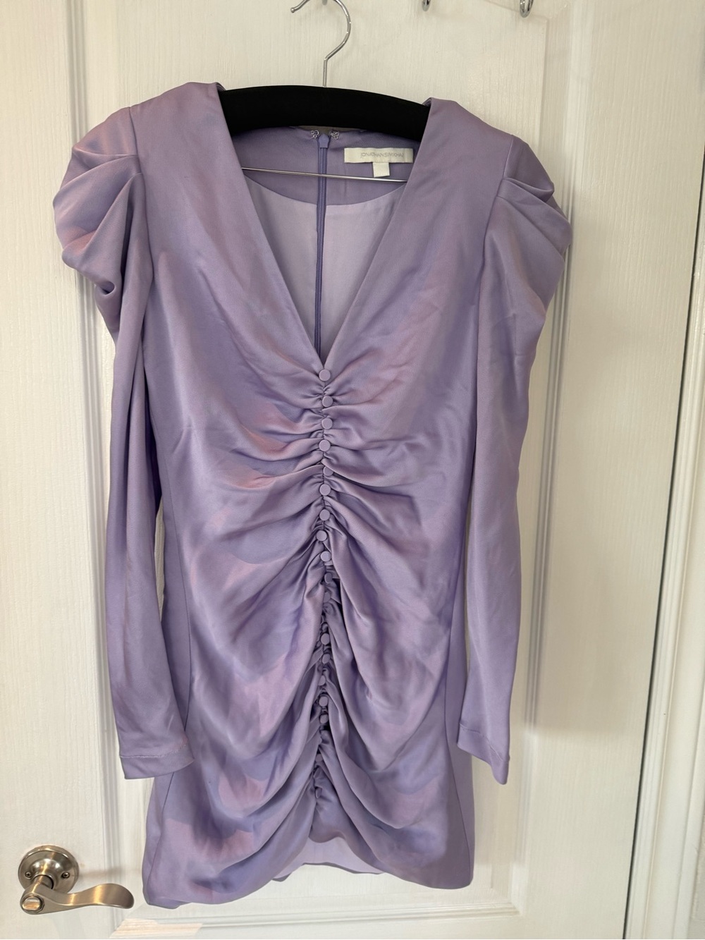 Jonathan Simkhai V-Neck Long Sleeve Dress in Lavender